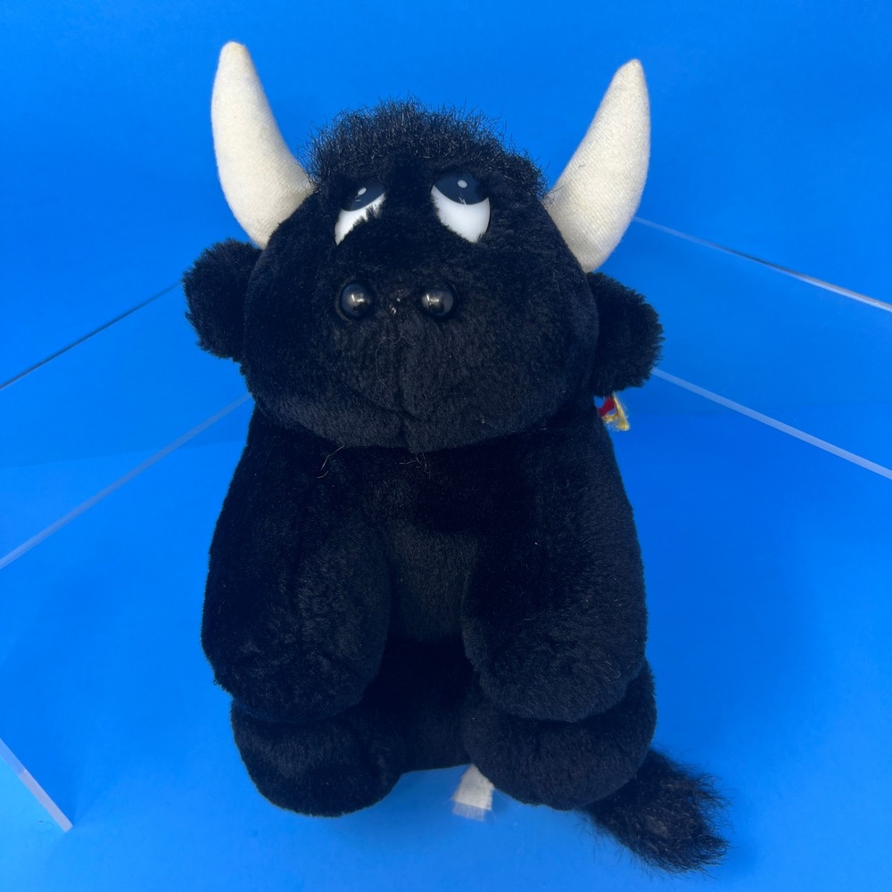 Vintage Black Toro Bull Plush Soft Stuffed Animal 80s 90's Farm Rancho Animals